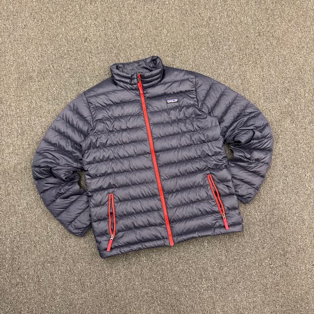 2XL)파타고니아 빈티지 네이비 레드 포인트 여성 경량패딩