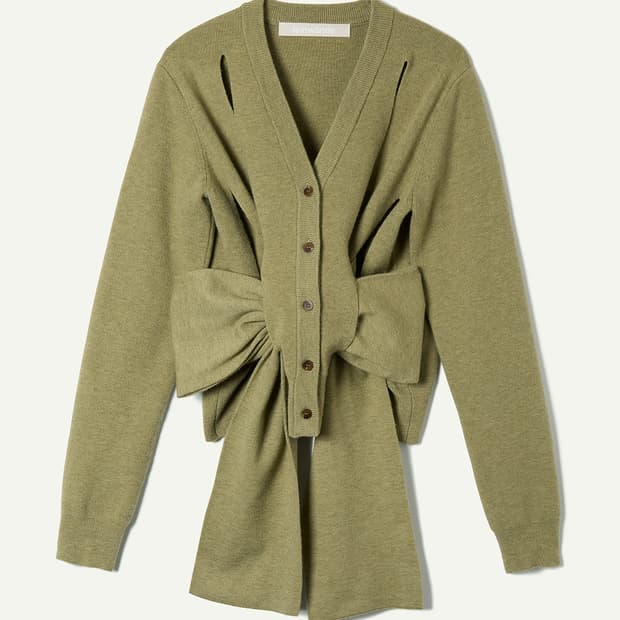 leinwande　Ribbon Tie Cardigan BK