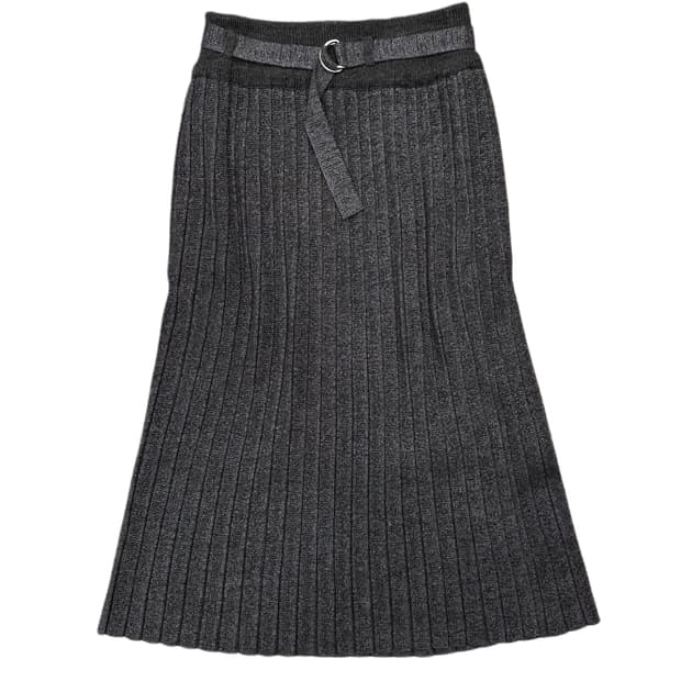 belted glitter pleats knit skirt