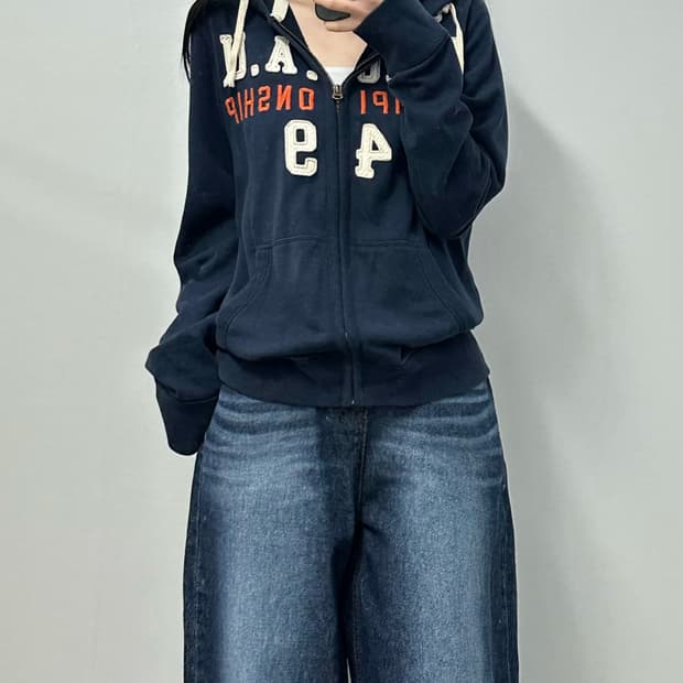 후아유 y2k 와투케 네이비 후드집업