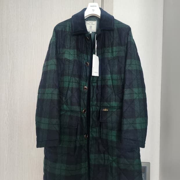 헤지스 바스통 블랙와치 문트위드 코트 M 새상품 