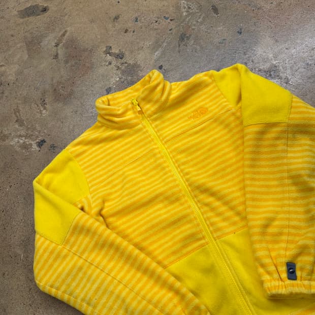 노스페이스 옐로우 스트라이프 후리스