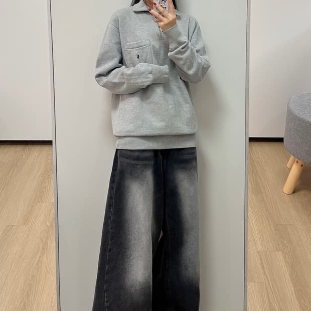 폴로 랄프로렌 원포켓 하프집업 그레이 맨투맨