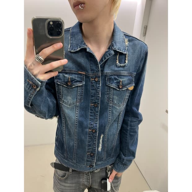 버커루 디스트로이드 펑크 데님 자켓 r4385