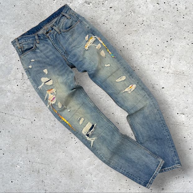 [30x32] 리바이스 505 데미지 워싱 데님 청바지 팬츠 D711