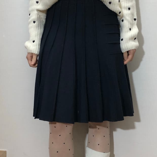 빈티지 네이비 플리츠 스커트