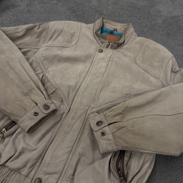 [ M ] 90s 빈티지 유러피안 쉐입 플라이트 보머 가죽 레더 자켓