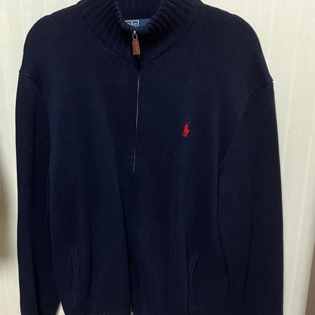 폴로 니트 집업 네이비