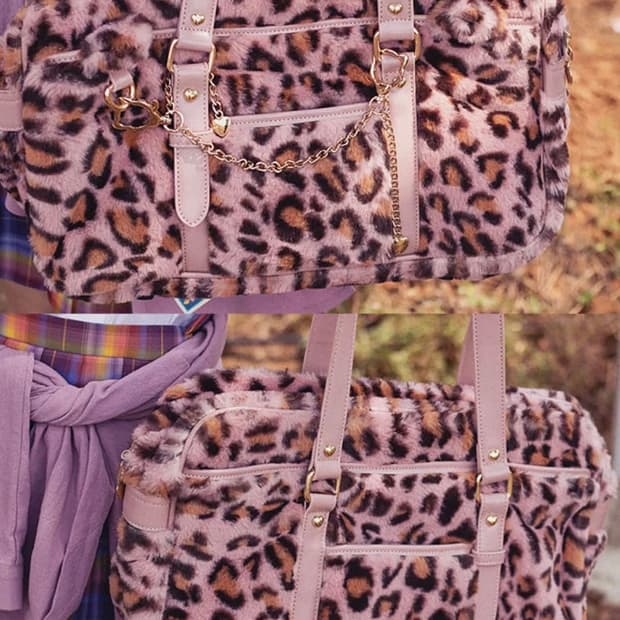 갸루 필수템 레오파드 퍼백