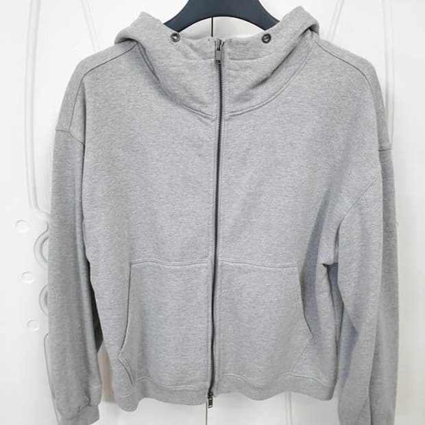 제멋 남성 오버핏 크롭 후드집업 그레이 M