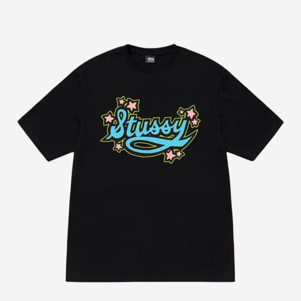 스투시 스타 스크립트 티셔츠 블랙