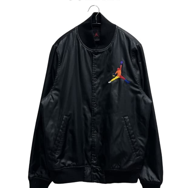 (S) 나이키 조던 DNA 점프맨 사틴 바시티 자켓 블랙