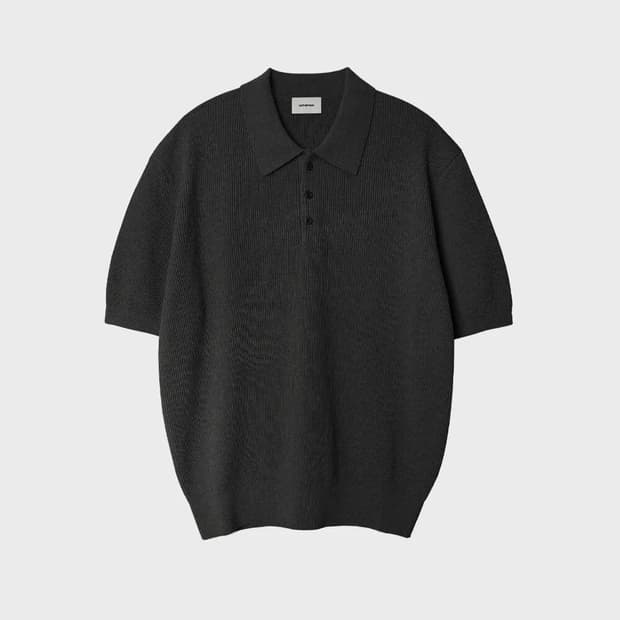 [2] 인더로우 코튼 립 니트 폴로 카본 그레이