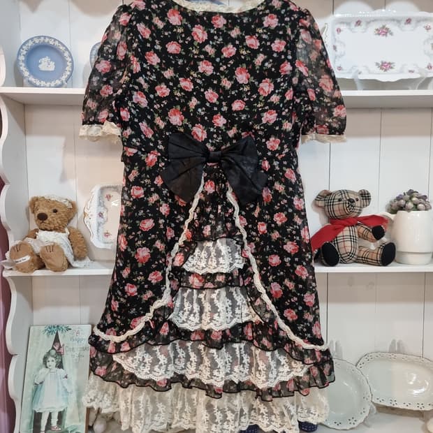 (디어리) 로즈 쉬폰 레이스 레이어드 원피스