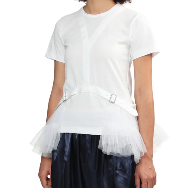 새상품 꼼데가르송 걸 벨티드 러플 숏슬리브  L