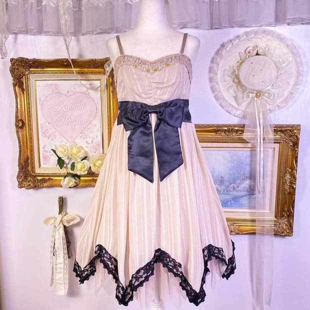 히메 갸루 리본 빈티지 원피스