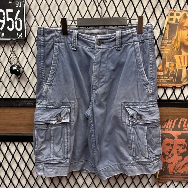 아메리칸 이글 카고 반바지 후면 포켓 독수리 포인트 블루