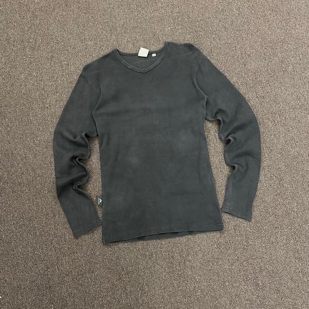M)Avirex 빈티지 v넥 차콜 골지 롱슬리브