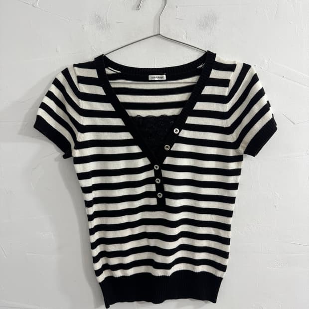 glitter stripe lace top