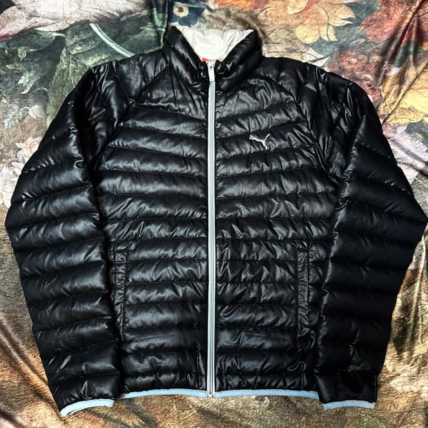 푸마 빈티지 블랙 경량숏패딩 L