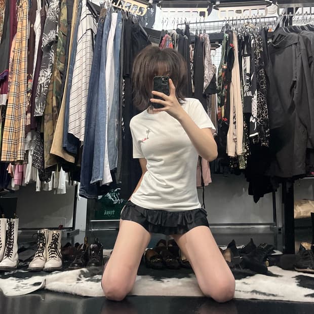 하와이안 프린팅 슬림핏 반팔