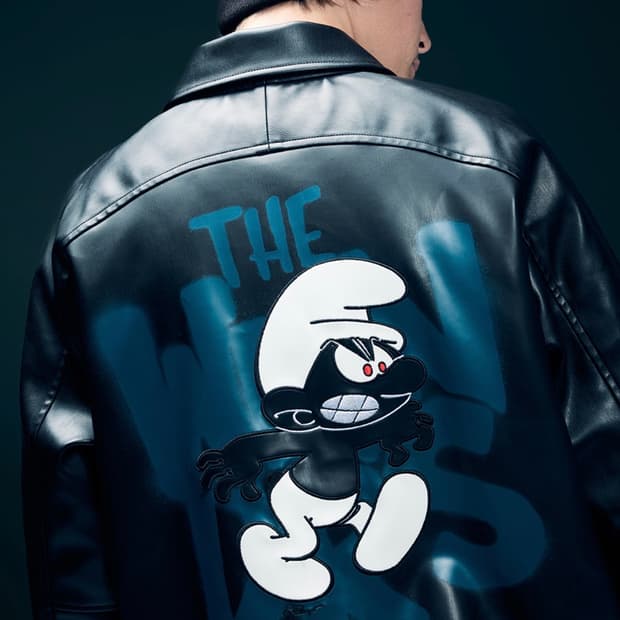 레더 위에 스머프? WKNDRS 스머프 그래픽 레더 자켓 M