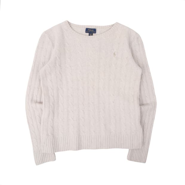 폴로 랄프로렌 크림 펄 케이블 니트