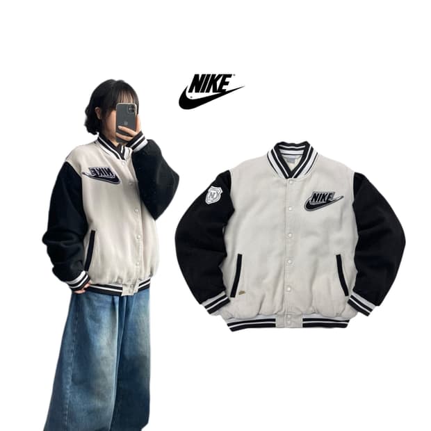 나이키 00s 올드스쿨 모직 울 바시티 점퍼 자켓