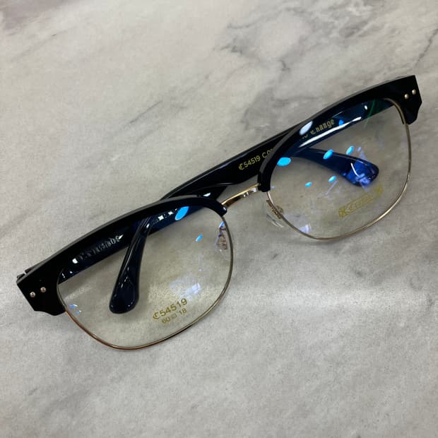 크루세이드 Crusade 빅 블랙 골드 와이드 하금테 안경