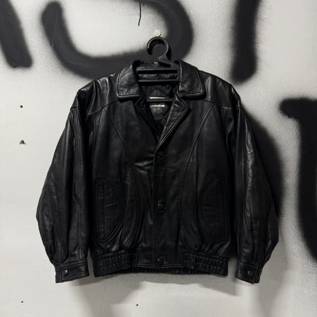 VTG 빈티지 100% 쉽스킨 양가죽 싱글 버튼 크롭 가디건 봄버 자켓