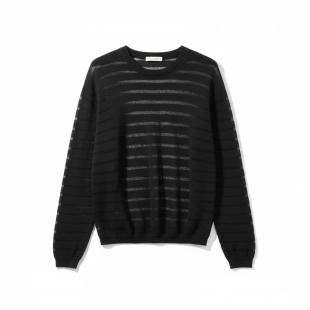 Facade Pattern 린넨 브리즈 시스루 니트 블랙