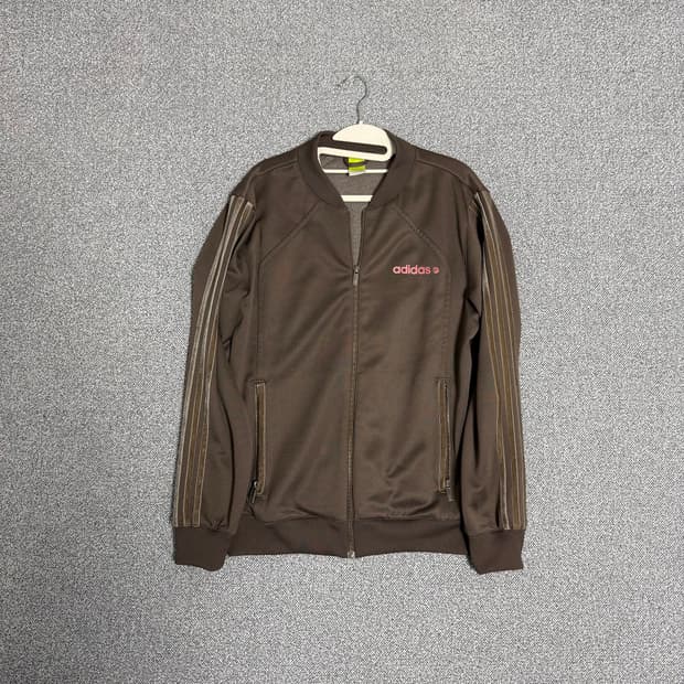 아디다스 레터링 져지 브라운 핑크 L 올드스쿨 트랙탑 희귀