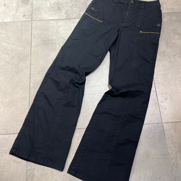 일본 빈티지 락펑크 락시크 포켓 부츠컷 코튼 블랙 팬츠