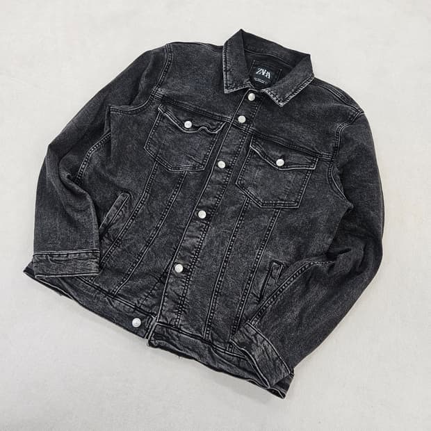 [XL] 자라 워시드 흑청 데님 자켓 0114YH1