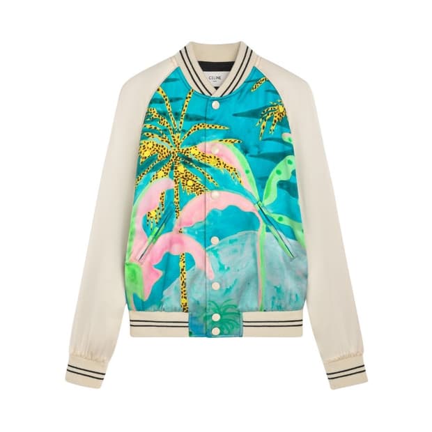 셀린느 팜트리 세틴 테디 실크 바시티자켓 48사이즈