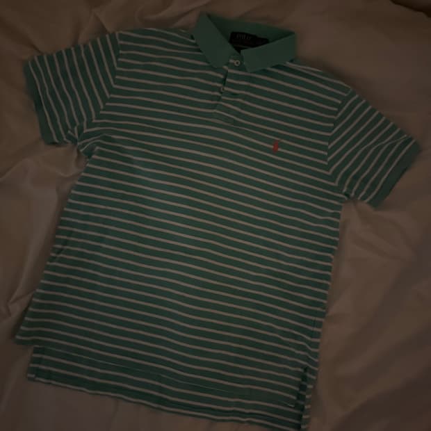 민트 줄무늬 카라티 폴로