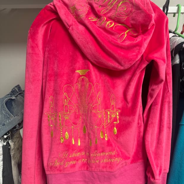 빈티지 핀터깔 형광핑크 벨벳 후드집업 트레이닝 세트