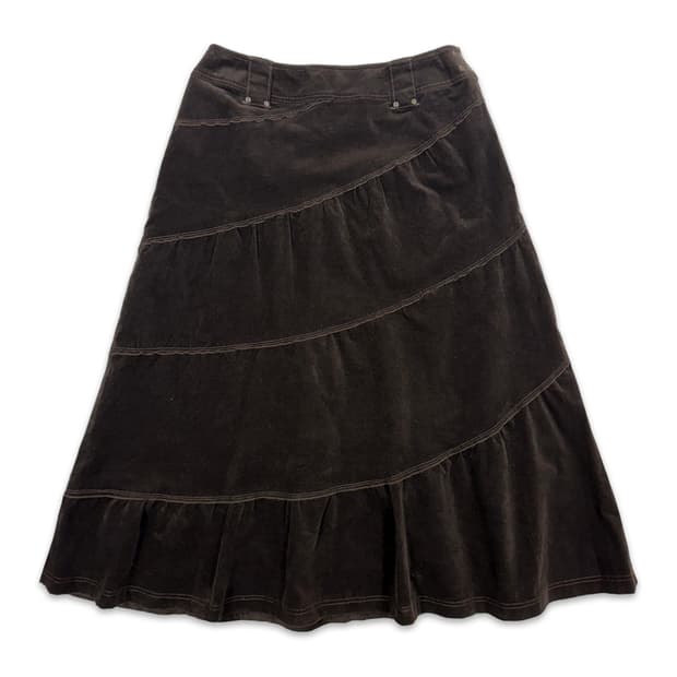 빈티지 Chris montez 브라운 모리 레이스 플레어 미디 스커트