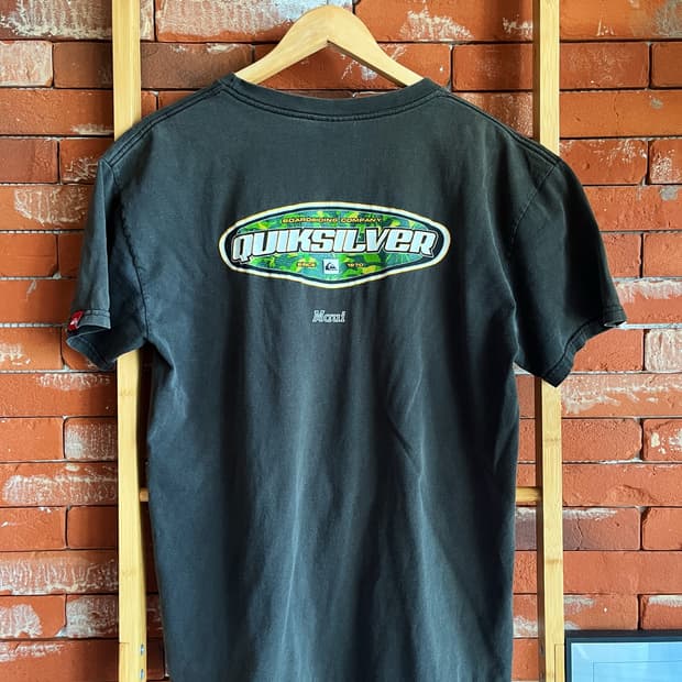 quiksilver 00s maui 백프린트 로고 black  L