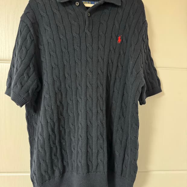 폴로 랄프로렌 케이블 반팔 니트 블랙 XL