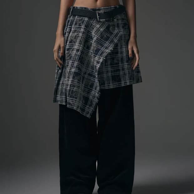 트리밍버드 Spread Check Fringe Set-Up 스커트