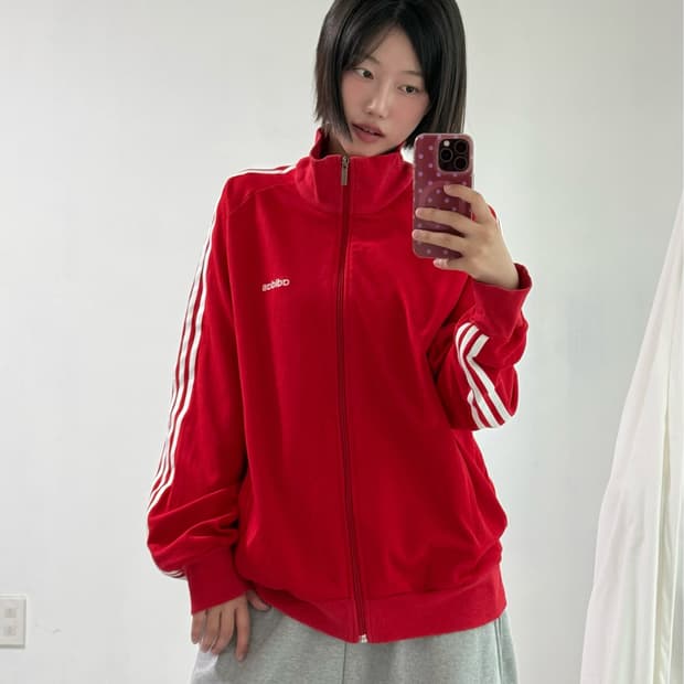 아디다스 레드 오버핏 져지