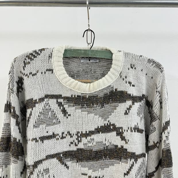 90s USA 빈티지 패턴 니트 크루넥 스웨터
