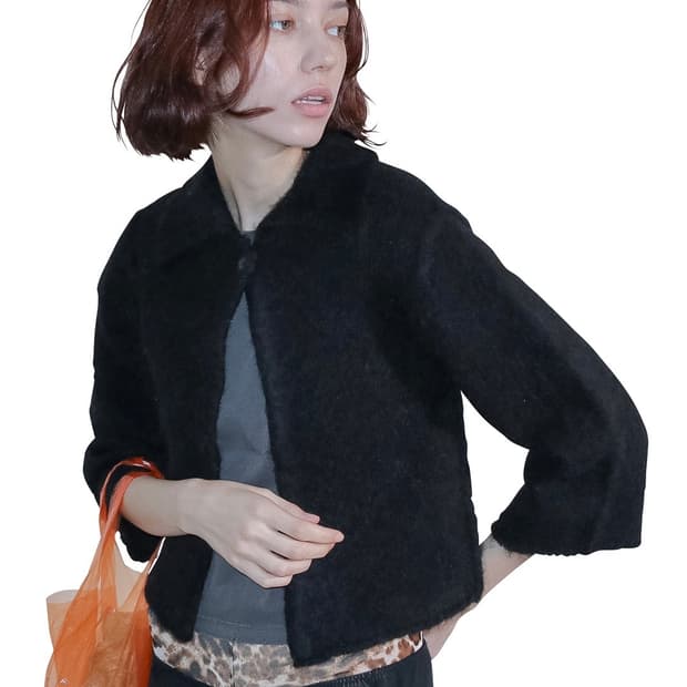 [F]퍼버즈 25fw Fluffy 알파카 가디건/블랙
