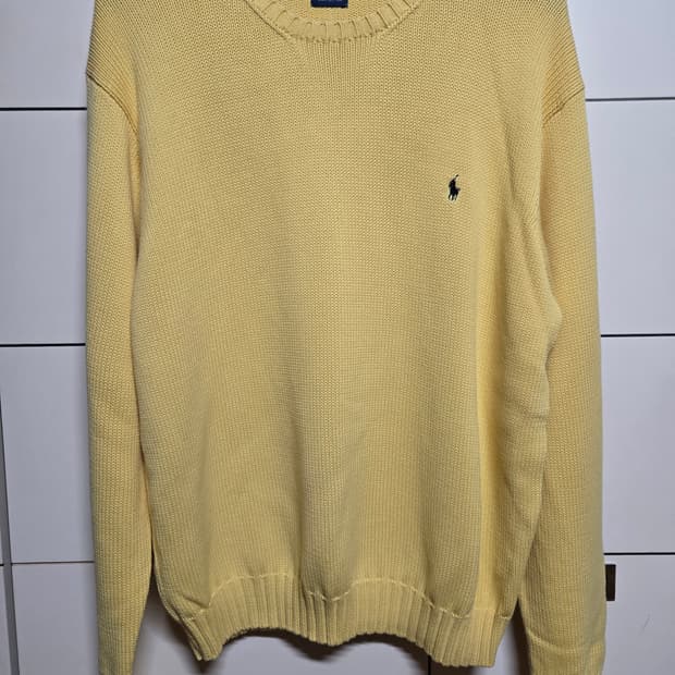 폴로 랄프로렌 남성 코튼 엘로우 니트(XL사이즈)