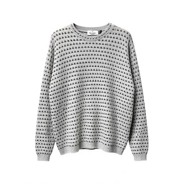 USA VINTAGE 니트 라운드넥 미니 스티치 패턴 디테일 그레이