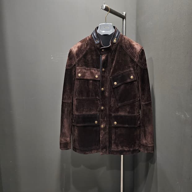 톰포드 모터사이클 금장버튼 스웨이드 레더트리밍 가죽자켓
