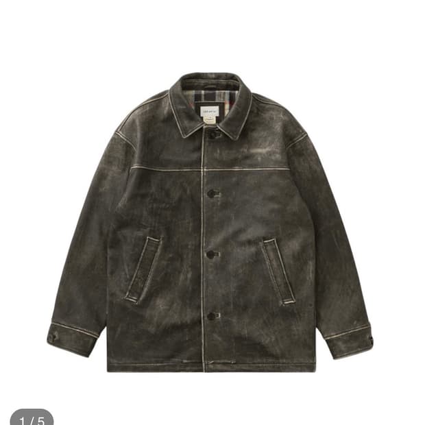 카키스 오웬 레더 코트 블랙