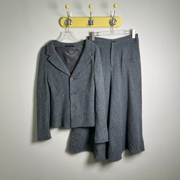 요지 야마모토 Noir 헤링본 울 셋업 