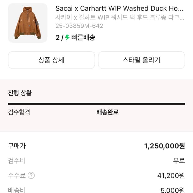 사카이 칼하트 집업 후드 자켓